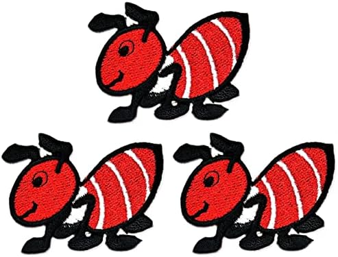 Kleenplus 3pcs. Little Ant Red Inseto Planta desenho animado Crianças Crianças Ferro em remendos Atividades O logotipo bordado