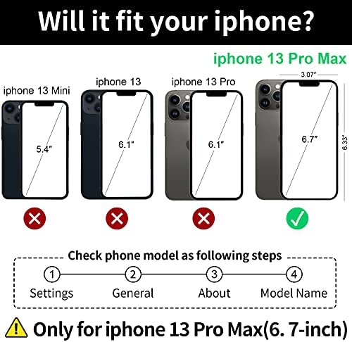 Case do iPhone 13 Pro Max Wallet Case para mulheres, capa de telefone de carteira de couro premium magnético para 13 Pro Max com 9 de cartão [bloqueio de RFID], pulseira, caixa de proteção corporal completa