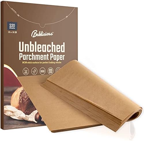 Lençóis de papel manteiga para serviço pesado não branqueado de 16x24 polegadas, 100pcs de papel de pergaminho completo de 100pcs para assar, cozinhar, grelhar, fritando, fumegando, assando em lençóis