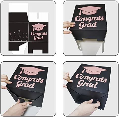 Titular da caixa de cartões de formatura, parabéns Caixa de decoração de papelão dobrável para graduação para decoração de festa de formatura e festas de graduação