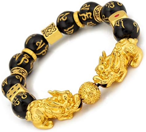 ZenBless Feng Shui Prosperidade Double Pi Xiu/Pi Yao Black Mantra Bracelet