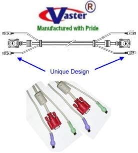 15 pés de alta resolução PS/2 KVM Cable Definir macho para masculino 3 em 1