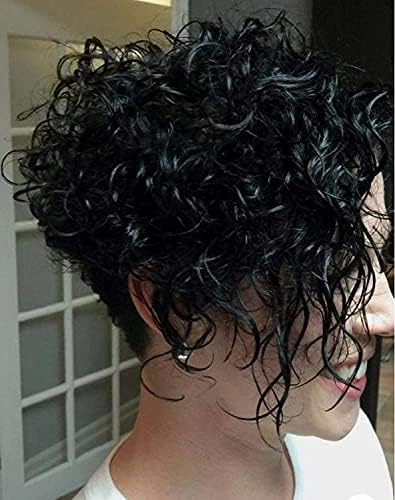 Xzgden peruca peruca de cabeceira senhoras pequenos cabelos encaracolados Capacete sintético 28cm preto