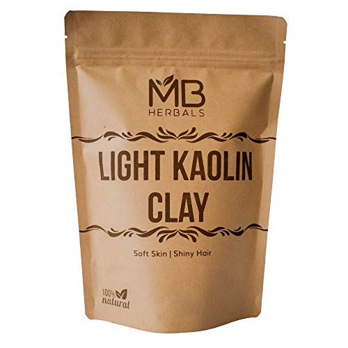 MB Herbals Light Caolin Clay 1,1 libra / 17,63 oz 500 gramas | para pacote de rosto | Argila de caulim branco