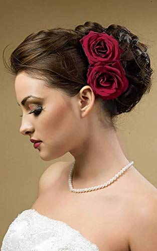 Clipe de cabelo de flor de rosa vermelha, acessórios de ferramentas de estilo de dançarina de flamenco, flanela 3D Flanela elegante pente de rosa para mulheres garotas, apresentações, festas, casamentos, festivais