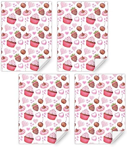 Cupcake Strawberry Donuts Pap papel de embrulho de presente impressa, papel de sobremesa de aniversario GFAP PAPER DOBRADO COM 1