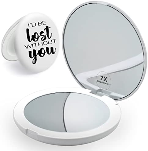 Mirrorvana LED Mirror Compact iluminado para viagens - Ideia para presente para esposa, namorada, mãe e espelho grande e confortável com manuseio com pacote de maçaneta