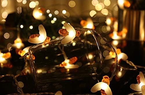 Luzes de cordas de fada de abelhas Merdeco, luzes de cordas de corda 16 pés 50 luzes brancas quentes led para festa/aniversário/casamento/Natal decoração externa interna