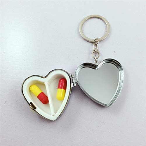 Keychain de caixa de comprimidos do Artibetter Heart Dois Chavenizador de Recipiente de Medicina de Medicina do Compartimento
