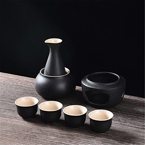 Slatiom Ceramics Pote de vinho Copo japonês de ouro preto de ouro 300 ml de saquê de água de água decoração de barras