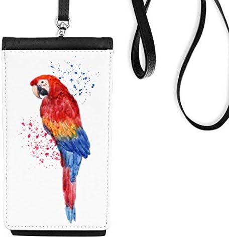 Psittaciformes vermelha Parrot Bird Phone Phone Cartê Bolsa Móvel Polícia Preta