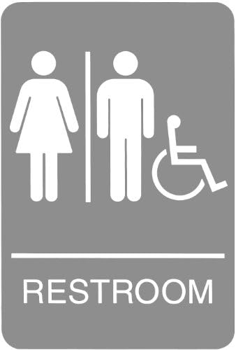 Sinal de manchete 8377 ADA Cadeira de rodas Acessível Sinal de banheiro com gráfico tátil, 6 polegadas por 9 polegadas, azul/branco
