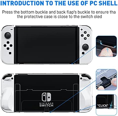 Kit de caixa limpa FANPL para Nintendo Switch OLED, tampa do PC para o console OLED do interruptor e a caixa de TPU com padrão de