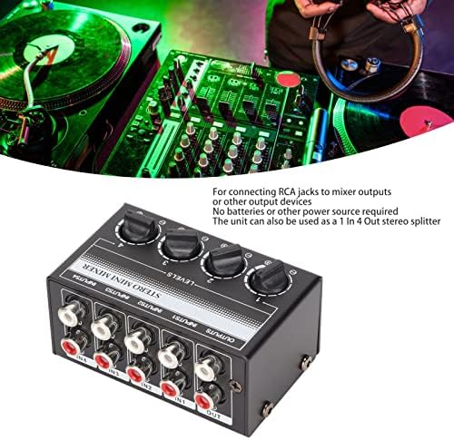 Mini mixer zyyini estéreo, misturador de áudio portátil de 4 canais, Mini Mini Mini Passivo Profissional para Mixer