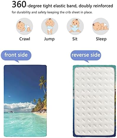Mini lençóis de berço com temas oceânicos, lençóis portáteis de mini berço lençóis macios e respiráveis ​​- lençóis de colchão