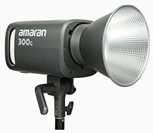 Aputure Amaran 300c RGBWW Luz de vídeo LED de cor, 300W Bi-Color 2500k a 7500k Bowens Montar luz contínua Bluetooth App Control 9 Sistema FX DC/AC Faça silencioso