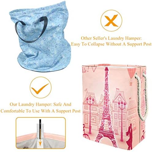 Amantes do UNICEY em Paris Eiffel Tower grande banda de armazenamento cesto de roupa dobrável para cesto de berçário e