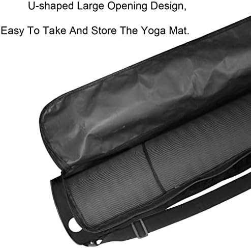 Llnsupply Yoga Mat Bag, Bolsa de ginástica de ioga com oxford durável - zíperes duplos, grande abertura em forma de U e correia ajustável, se encaixa na maioria dos tapetes de bolinhas pretas brancas