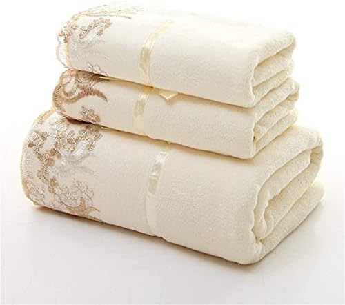 Toalha de banheiro Lionkiss, toalha de banho bordada com renda, toalha de banheiro super absorvente, toalha, caixa de presente de ponta 3 peças/conjunto