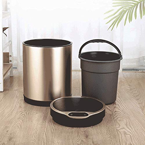 Lixo de indução doméstico zyjbm pode lixo automático de lixo com tampa lixo de aço inoxidável redondo para para a sala de estar lixo de banheiro de cozinha para o quarto