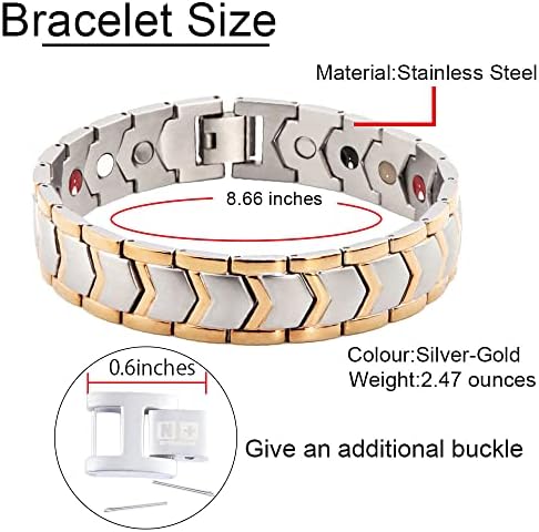 N+nitrolube masculino pulseira magnética Energia de pulseiras de aço inoxidável para jóias de artrite de ímã de homens jóias