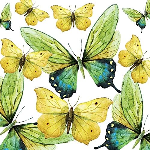 Guardanapos de festa com tema borboleta | Borbeiras verdes de 20CT guardanapos de almoço e guardanapos de bebida de