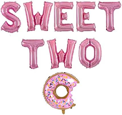 Two Sweet Banner, dois doces, dois balões doces, 2ª decoração de aniversário de donut, duas secorações doces, decorações de rosquinhas,