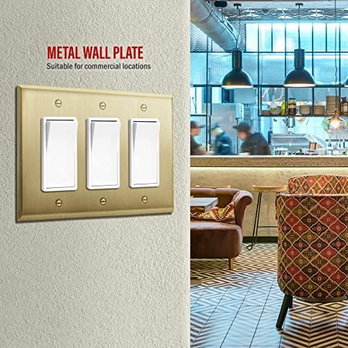 Enerlites Triple Decorator Metal Wall Plate, capa do receptáculo do interruptor do decorador, resistente à corrosão,