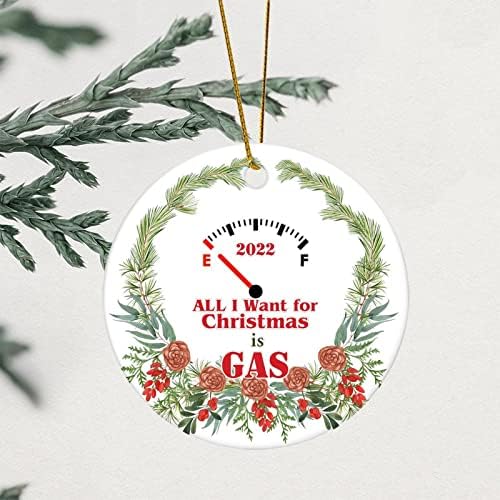 Ornamento de Natal tudo o que eu quero para o Natal é a grinalda floral de férias a gasolina a gás corajas de 3,2 polegadas Aluy