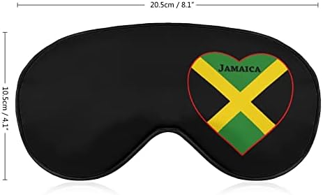 Jamaica Flag Heart Sleep Máscara de olho de olho macio tampas de olhos bloqueando as luzes vendidas com alça ajustável