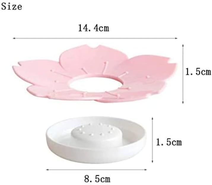 Adorável Soobro de Sabão Rosa Pink Peri - 2 -Pack para amantes de sabão de barra | Porta de orifício por si mesmo | Acessórios para banheiros de decoração floral rosa | Presente de desperdício zero