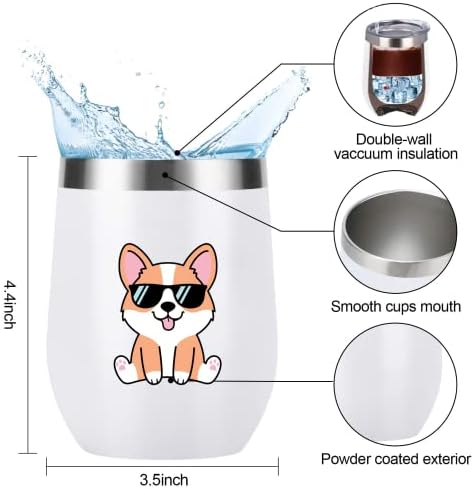 Wisedeal engraçado Corgi Dog Aço inoxidável Caneca de café com tampa Térmica Vacuum Tumbler, Presentes exclusivos de aniversário