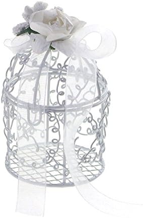 Homeford Mini Metal Swirl Birdcage com organza de flores, 3 polegadas, 12 peças