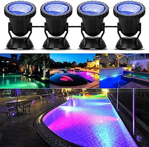 Luzes da lagoa Greensun, luz de aquário, luzes LED submersíveis com controle remoto, iluminação de tanque de peixe à prova d'água IP68, alteração de cores RGB, 8W 36 LEDs subaquáticas LED LUZES