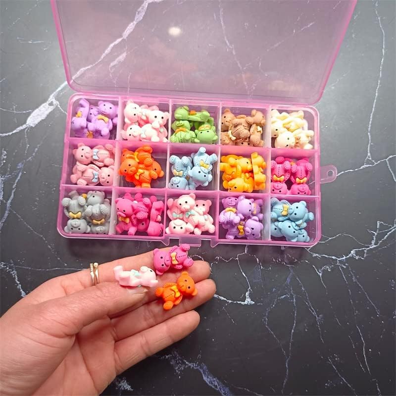 Decorações de arte da unha 3D Kawaii Acessórios de urso fofos 3D Jelly Gummy Star/Heart/Candy Resin Acha
