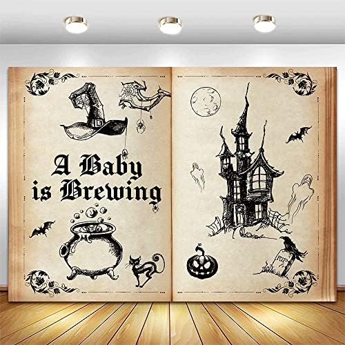 Livros de casa assombrada de 7x5 pés para o pano de fundo do tema da mágica de bruxa Um bebê é uma festa de fabricação de