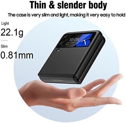 GooseBox para Samsung Galaxy Z Flip 4 Slim Case, Ultra Fin Fine PC à prova de choque | Anti-arranhão | Camada dupla de corpo inteiro Galaxy Z Flip 4 Caso de proteção 5G 2022 - Black1