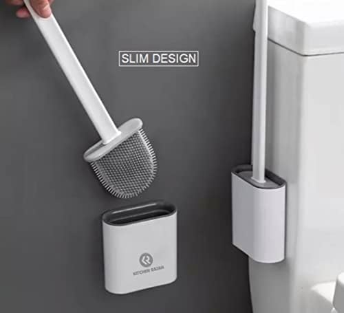 Limpador e suporte de escova de vaso sanitário fino e suporte para o vaso sanitário banheiro pia da cozinha pratos de cerda macia