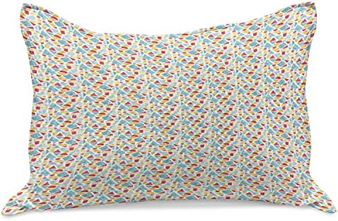 Crupa de travesseiro de colcha abstrato lunarable, padrão contínuo de formas geométricas em aquarela, capa padrão de travesseiro