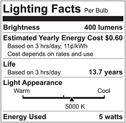Iluminação GE 92172 LED de 5 watts LED 400 lúmen lâmpada G25 com base média, luz do dia, 1 pacote
