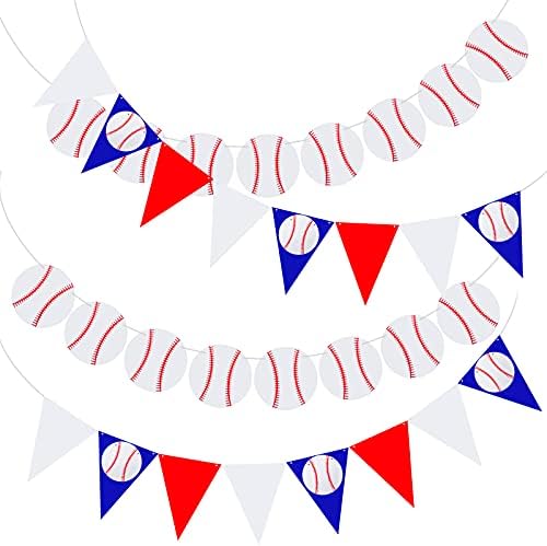 4 peças Baseball banner Decorações de festas Garland de papel de beisebol para esportes de aniversário de aniversário