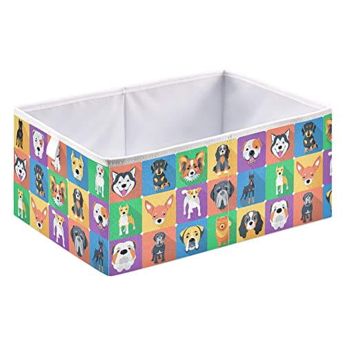 Cubos de armazenamento de cães coloridos de cães coloridos Cubos de armazenamento dobráveis ​​cestos de brinquedos à prova d'água para caixas de organizador de cubos para berçários brinquedos infantis livros prateleiras do armário - 15.75x10.63x6.96 em