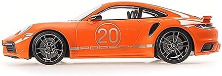 Minichamps 2021 911 Turbo s w/pacote SportDesign 20 Orange com Silver Stripes Ltd Ed para 504 PCs Worldwide 1/18 Diecast Model