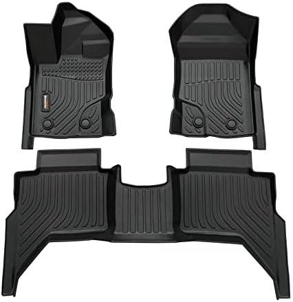 Binmotor TPE Floor tapetes para Ford Ranger Supercrew Cab 2023 2022 2021 2020 2019, All Weather Protection, forros de piso automotivo de serviço pesado, tapetes de carro completo, acessórios-achados-preto