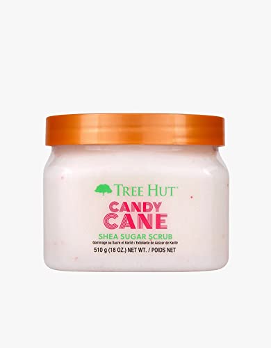 Tree Hut Candy Cane SABEDURA CORPO DO CORPO - 18oz e árvore Holida Holiday Cheer Shea Sugar Body Scrub - 18oz