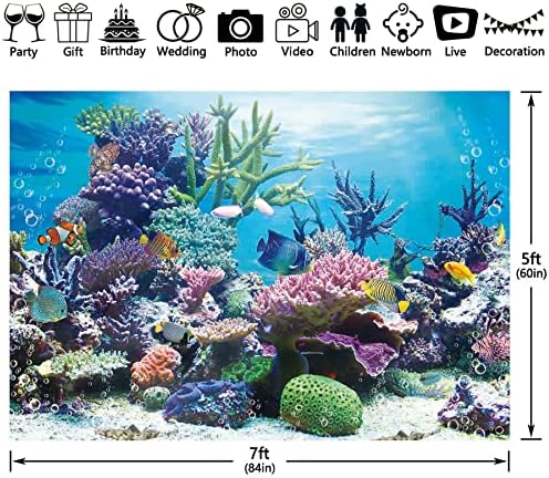Tecido Zthmoe 10x8ft sob a fotografia marítima Aquário subaquático Subaquático Mundial de peixes tropicais CORAL
