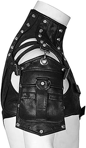 Yang1mn pu steampunk couro armadura de acessórios de bolsa de ombro feminino puro superfície macia preto