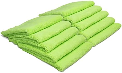 [Elite] Microfibra de duas pilhas EDGENDIMENTO Detalhando a toalha verde - 10 pacote | Detalhes para todos os fins Rag | Alta pilha