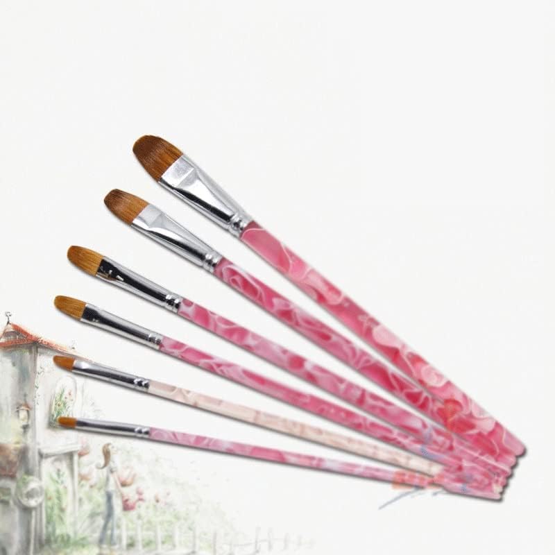 Clgzs roxo tiro curto mistura pincel aquático conjunto de pincel de cabelo castanho aquarela de 6 peças de tinta