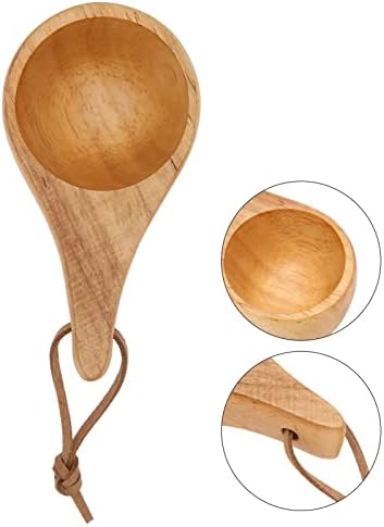 Caneca de madeira Kuksa, 30ml mini copo de madeira esculpida de madeira de madeira para beber ao ar livre caneca decorativa com cordão para chá, uísque